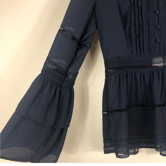 Octavia Navy Blue Open Back Blouse - Picture 3 of 9